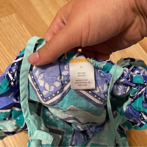 Gymboree Blue Chevron Tank Top Ruffled Layer Sz 6 Kids Girls - Picture 4 of 4